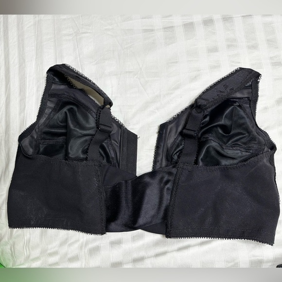 Playtex 18 Hour Bra 44D Wireless Black Front Close 4695 Back Support Minimizer - Picture 6 of 15